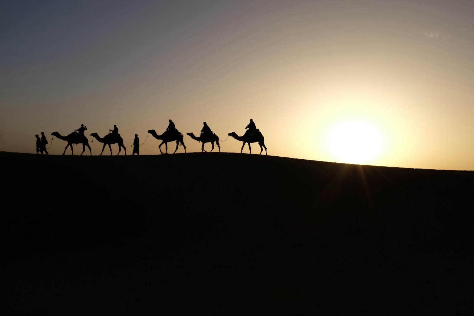 Photo by Inbal Malca silhouette of people riding on camels